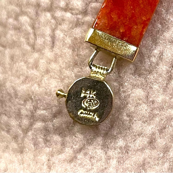 14k Yellow Gold Natural multi-colored Jade Bracelet 7 1/2”, end-to-end - Picture 2 of 4